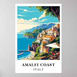 Costa Amalfitana Italia Arte de Pared Viajes Retro