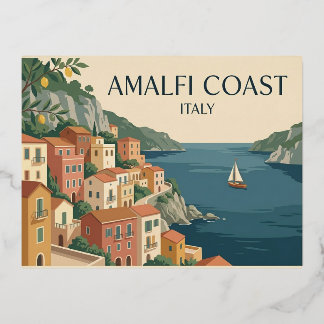 Costa Amalfitana Italia Tarjeta Postal de Viaje Vi