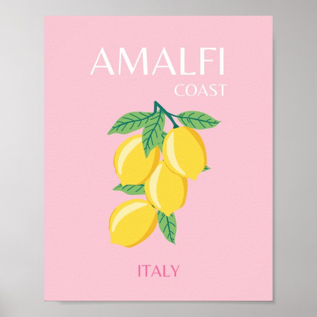 Costa de Amalfi, arte de Preppy, rosa, viajes (Frente)