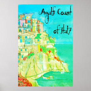 Costa de Amalfi de Italia Arte cartel de 11" X 14"