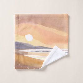 Costa de puesta de sol amarilla | Pintura ligera a
