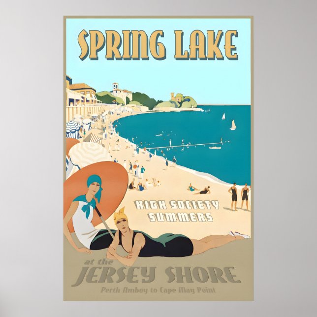 Costa de Spring Lake Nueva Jersey Arte Retro Art D (Frente)