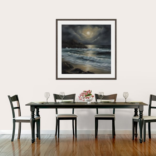 Costa de Taranaki - Impresión de tela estirada (Taranaki Coast - Stretched Canvas Print.
Original painting by Roger Smith)