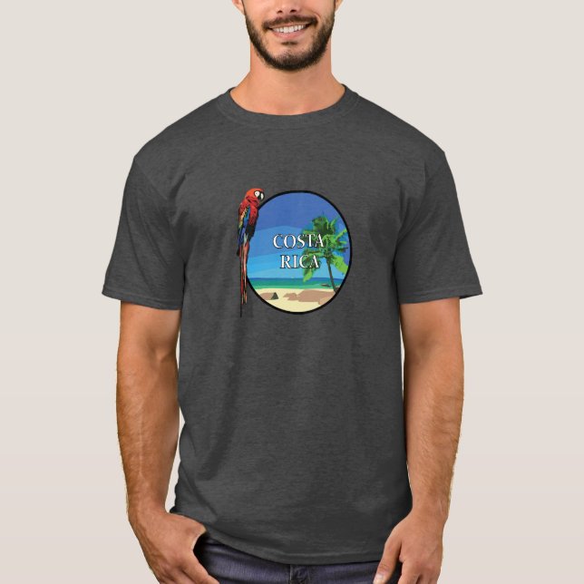 Costa Rica - Camiseta negra básica masculina (Anverso)