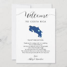 Costa Rica Mapa Boda Carta de bienvenida Itinerari