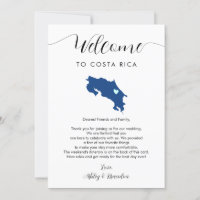 Costa Rica Mapa Boda Carta de bienvenida Itinerari