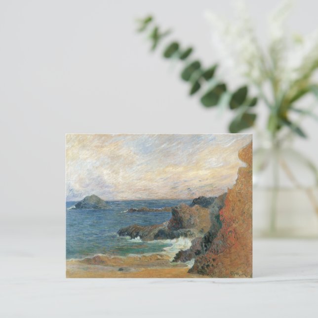 Costa rocosa de Paul Gauguin, impresionismo vintag (Anverso de pie)