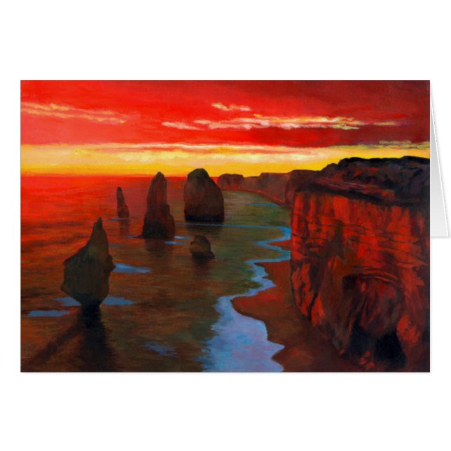 Costa rocosa en la puesta del sol (Anverso (Horizontal))