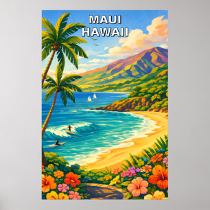 Costa Tropical de Maui Hawaii Arte de Viaje Vintag