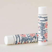 Costero Preppy Floral Náutico Raya Azul Personaliz