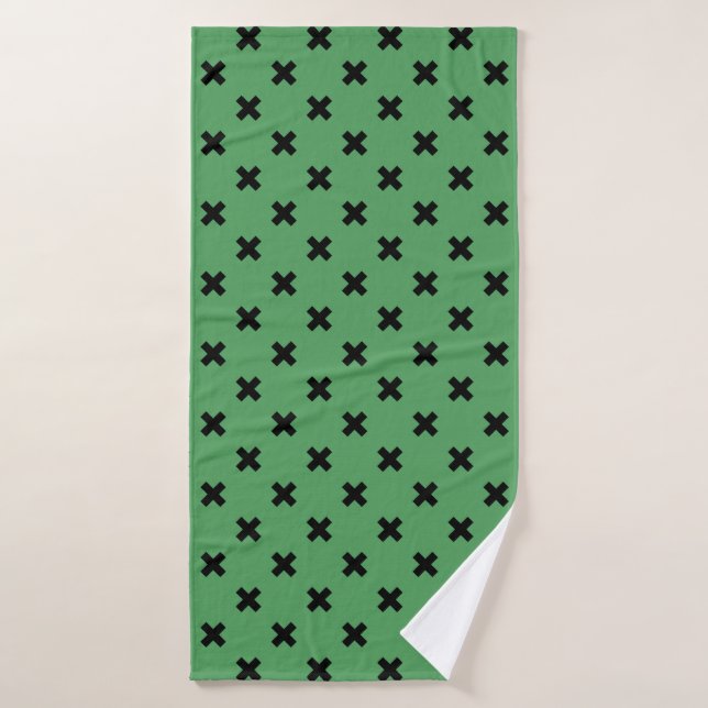 Costillas de cruz negra en verde (Toalla de baño)