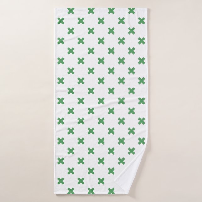 Costillas de cruz verde sobre blanco (Toalla de baño)
