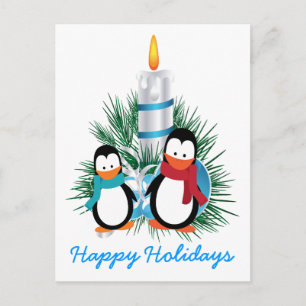 Costumbre de Navidad de pingüinos y velas