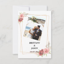 Costume Foto Boda Elegante Oro Tarjeta de agradeci