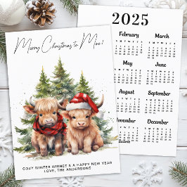 Cosy Highland Cow 2025 Calendario Feliz Navidad