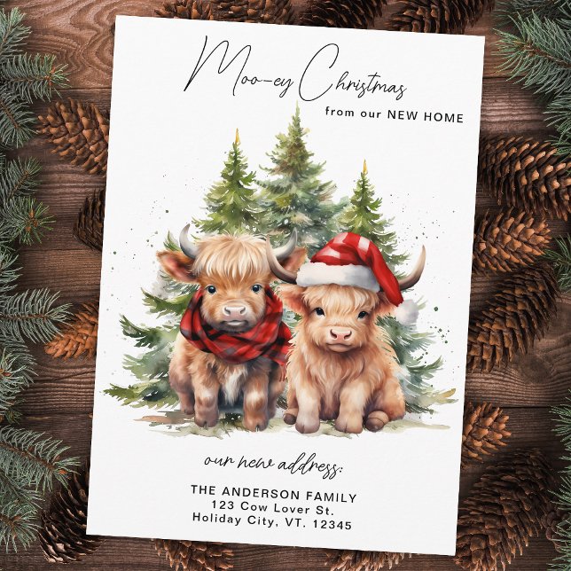 Cosy Highland Cow Nueva dirección Feliz Navidad (Subido por el creador)
