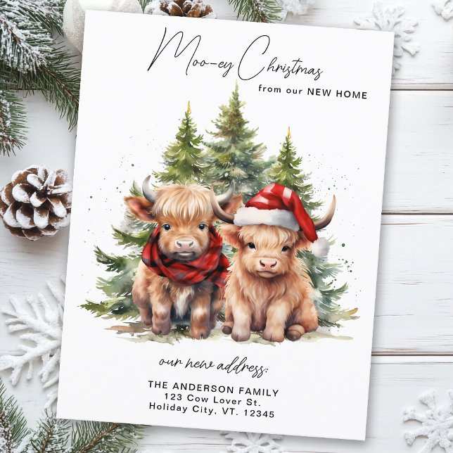 Cosy Highland Cow Nueva dirección Feliz Navidad (Subido por el creador)