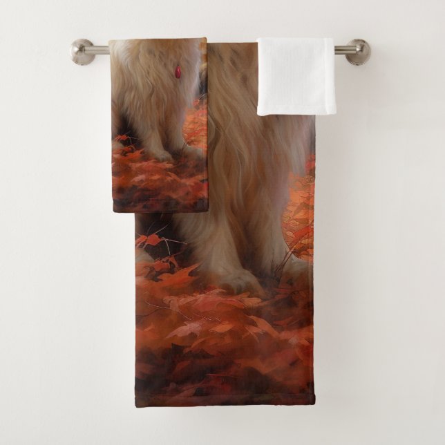 Coton De Tulear en hojas de otoño caídas Inspira  (In situ)