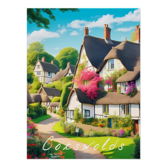 Cotswolds England Travel Poster (Anverso)