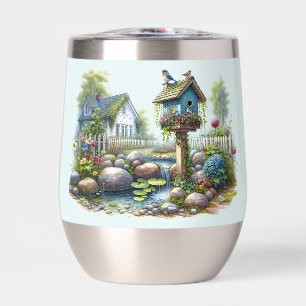 Cottagecore Pajarera Jardín Acuarela