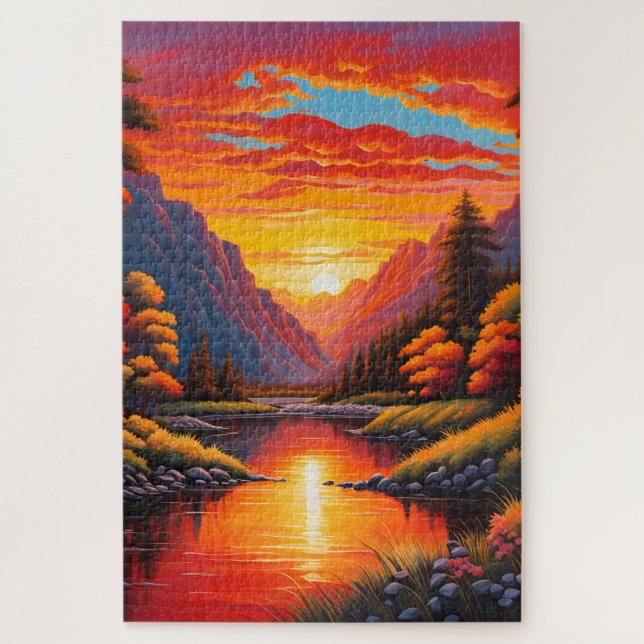 Coucher de soleil sur la montagne Puzzle (Vertical)