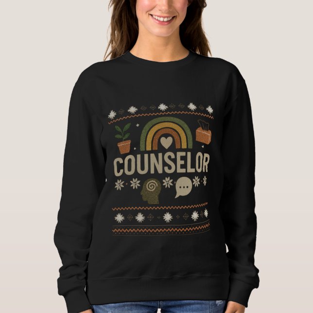 Counselor Christmas Sweater – Festive Holiday Desi (Anverso)