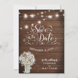 Country Barn Wood Mason Jar Daisy Barefoot Bride™