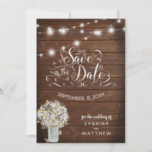 Country Barn Wood Mason Jar Daisy Barefoot Bride™