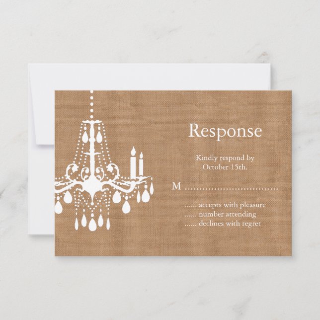 Country Burlap Chandelier RSVP (Anverso)