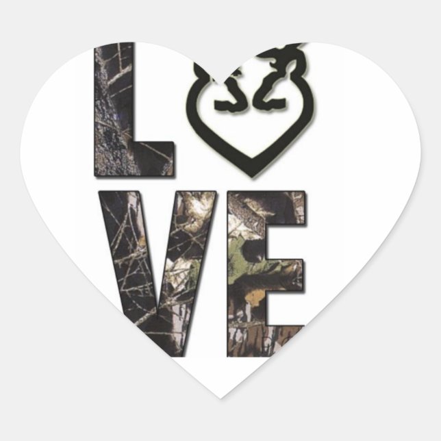 Country Camo Love Heart Pegatinas (Anverso)