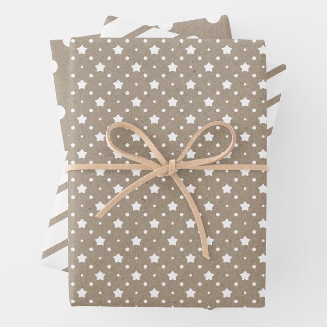 Country Chic Blanco Sobre Papel Kraft Marrón Falso (Country Chic White On Faux Brown Kraft Paper)