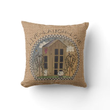 Country House Inspirador faux burlap almohada