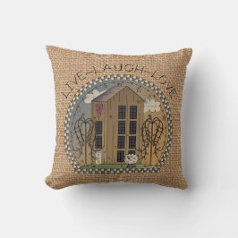 Country House Inspirador faux burlap almohada