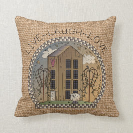Country House Inspirador faux burlap almohada