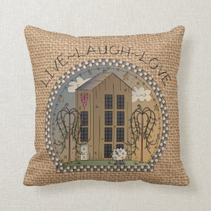 Country House Inspirador faux burlap almohada