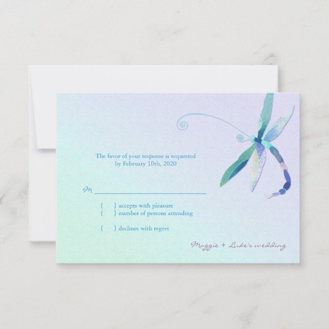 Country Morning Dragonfly Wedding RSVP (Anverso)