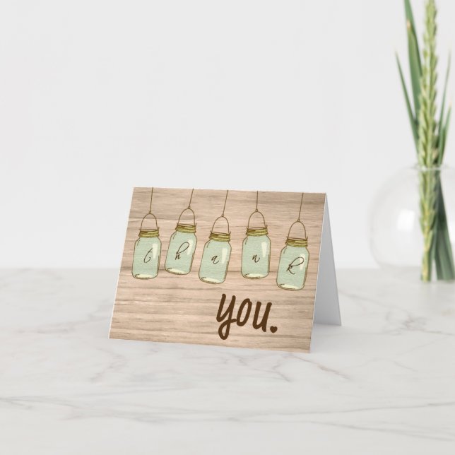 Country Rustic Mason Jar Nota de agradecimiento (Anverso)