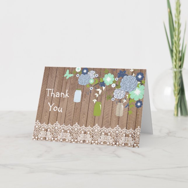 Country Rustic Mason Jar Tarjeta de agradecimiento (Anverso)