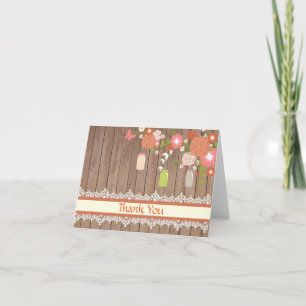Country Rustic Mason Jar Tarjeta de agradecimiento