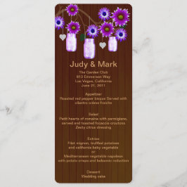 Country Rustic Purple Mason Jars Boda Tarjeta de m