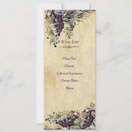 Country Rustic, Vintage, Boda Wine list