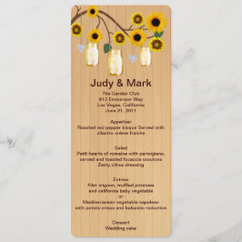 Country Rústico Yellow Mason Jars Boda Menu Card