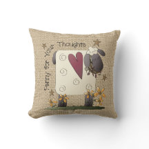 Country Sheep faux burlap almohada