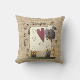 Country Sheep faux burlap almohada