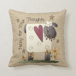 Country Sheep faux burlap almohada