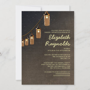 Country String Lights Bridal Shower Invitaciones