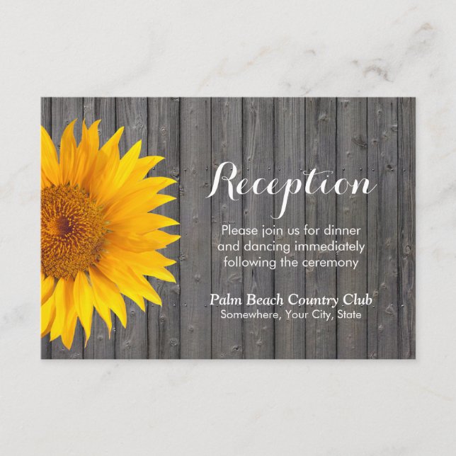 Country Sunflower Barn Wood Wedding Recepción (Anverso)