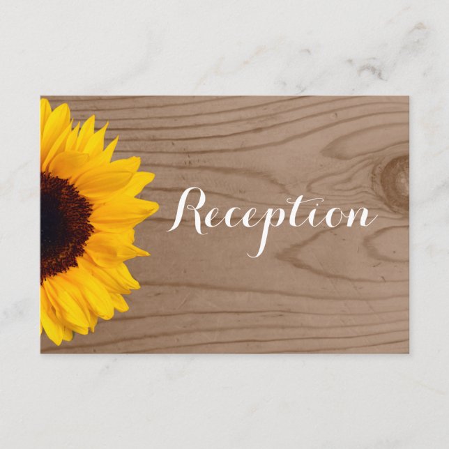 Country Sunflower Barn Wood Wedding Tarjeta de rec (Anverso)