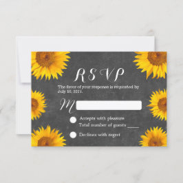 Country Sunflower Floral Chalkboard Wedding RSVP