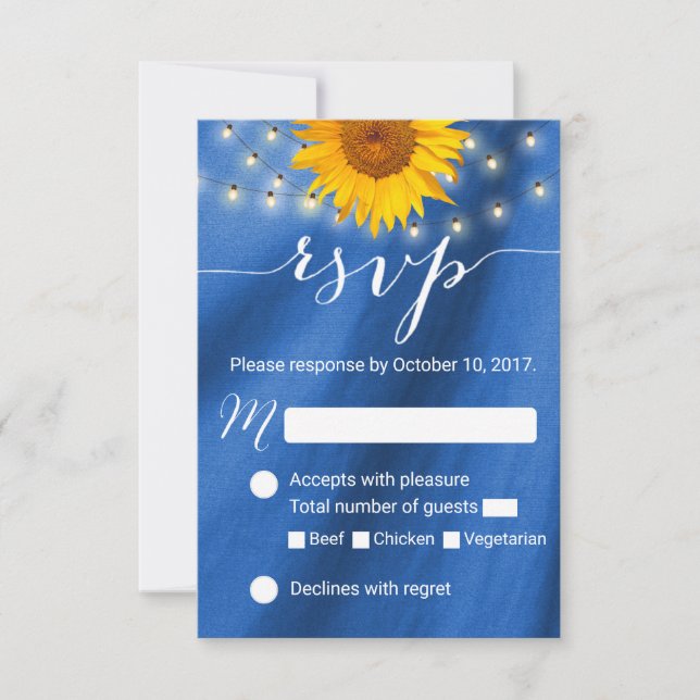 Country Sunflower & String Lights Wedding RSVP (Anverso)